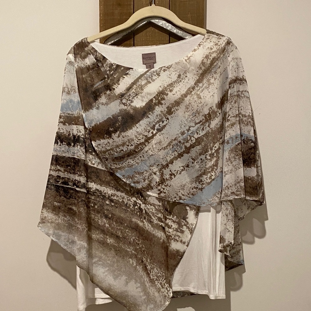 Chico's Brown and White Abstract Blouse